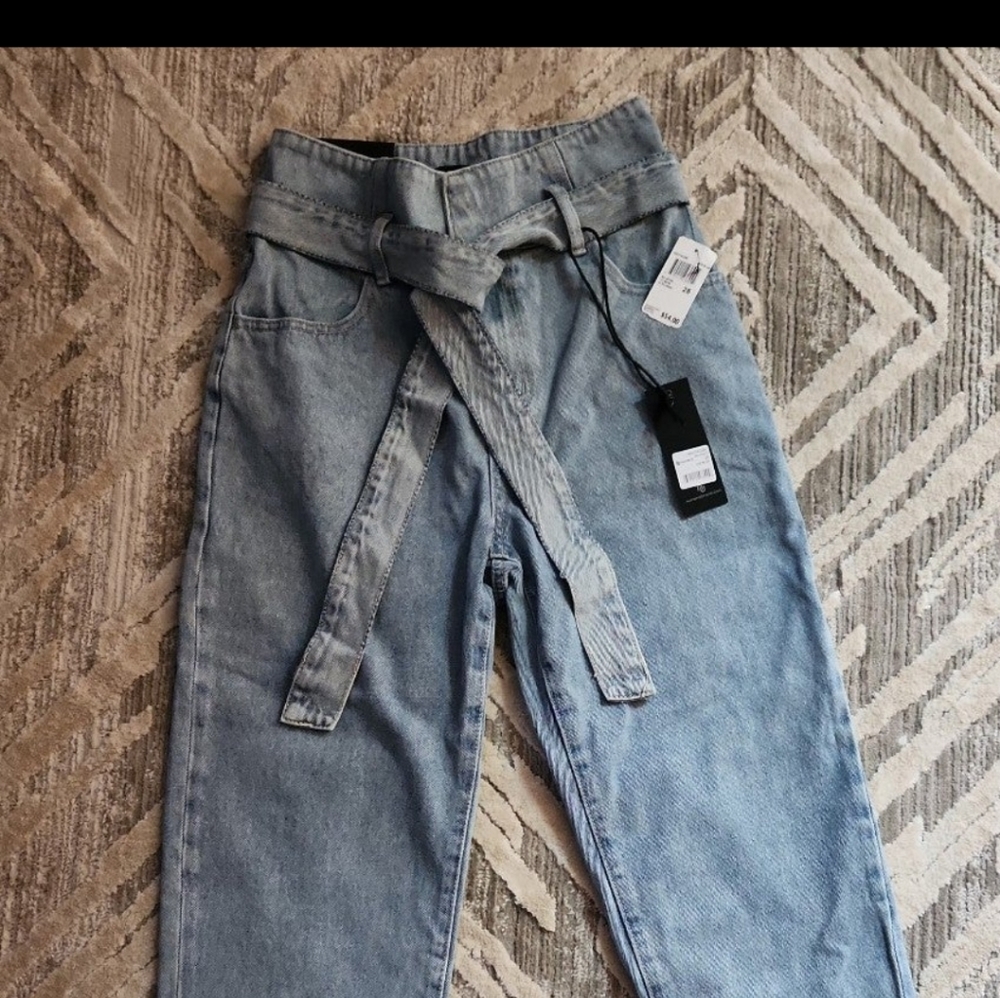 NWT high-waisted paper bag crop jeans